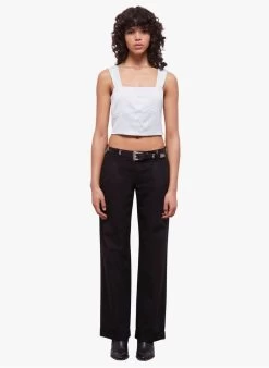 THE KOOPLES Katoenen Cropped Top Met Vierkante Hals | Wit -Chic Verkoop 4174086