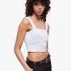 THE KOOPLES Katoenen Cropped Top Met Vierkante Hals | Wit -Chic Verkoop 4174087