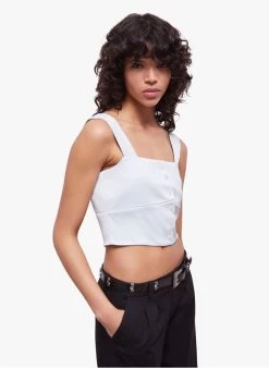 THE KOOPLES Katoenen Cropped Top Met Vierkante Hals | Wit