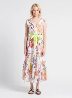 TWINSET Lange, Uitlopende, Katoenen Jurk Met Print | Veelkleurig