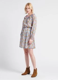 POZIA - Korte Rok Van Biologisch Katoen Met Print | Blauw -Chic Verkoop 4176041