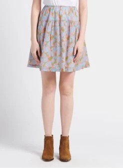 POZIA - Korte Rok Van Biologisch Katoen Met Print | Blauw