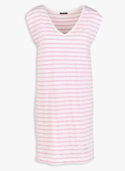 ONE STEP Straight-fit, Korte Jurk Van Katoen Met V-hals En Strepen | Wit 9 ONE STEP Straight-fit, Korte Jurk Van Katoen Met V-hals En Strepen | Wit -Chic Verkoop 4179126