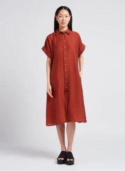 MAISON 123 NAYA - Overhemdjurk Met Klassieke Kraag | Bruin