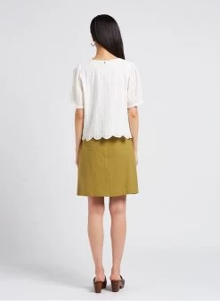 ANJOU - Korte Rok Van Biokatoen Met Hoge Taille | Groen -Chic Verkoop 4179542