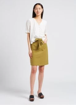 ANJOU - Korte Rok Van Biokatoen Met Hoge Taille | Groen -Chic Verkoop 4179543