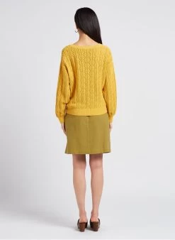 ANJOU - Korte Rok Van Biokatoen Met Hoge Taille | Groen -Chic Verkoop 4179548