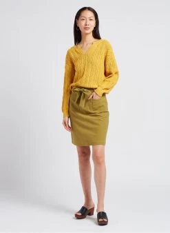 ANJOU - Korte Rok Van Biokatoen Met Hoge Taille | Groen -Chic Verkoop 4179549