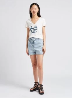 Ikks Gestreepte Short Van Katoenmix Met Hoge Taille | Jeans Verschoten -Chic Verkoop 4179672