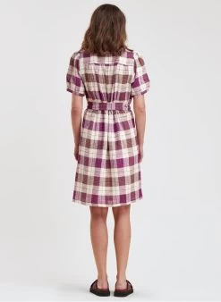 Korte, Geruite Katoenen Jurk Met Tuniekhals | Violet -Chic Verkoop 4184150