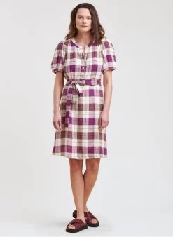 Korte, Geruite Katoenen Jurk Met Tuniekhals | Violet -Chic Verkoop 4184151