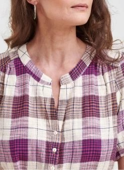 Korte, Geruite Katoenen Jurk Met Tuniekhals | Violet -Chic Verkoop 4184152