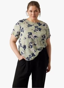 Vero Moda Curve MENNY - Top Met Ronde Hals En Print | Groen