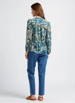 COLOTY - Top Met Tuniekhals En Print | Blauw -Chic Verkoop 4185001