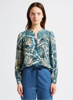 COLOTY - Top Met Tuniekhals En Print | Blauw