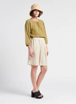 Samsoe Samsoe JULIA - Rechte Bermuda Met Plooien | Bruin -Chic Verkoop 4186318