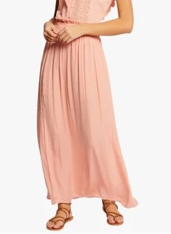MORGAN JWENDY - Lange, Soepelvallende Rok Met Elastische Taille | Roze