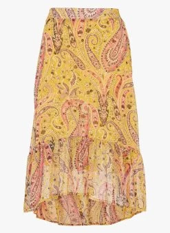 Ikks Halflange, Asymmetrische Rok Met Oriëntaalse Print | Geel -Chic Verkoop 4189922