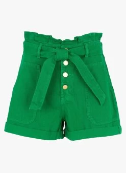 LA PETITE ETOILE VIGGO - Ruimvallend Spijkershort Met Hoge Taille | Groen -Chic Verkoop 4208024