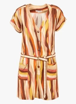 CASCADEUSE - Blouse Van Crêpe Met Reverskraag En Bloemenprint | Kaki -Chic Verkoop 4208097