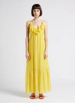 Ikks Lange Jurk Met V-hals | Geel