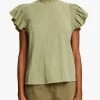 ESPRIT Top Van Linnenmix Met Ronde Hals | Kaki -Chic Verkoop 4210595
