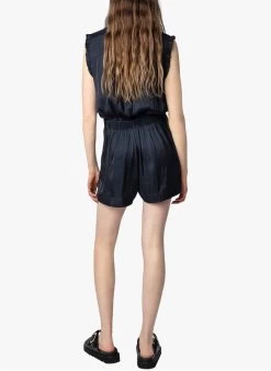 Zadig & Voltaire CAOSYS - Playsuit Met Ronde Hals En Plooitjes | Blauw -Chic Verkoop 4210806