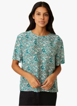 EVIKA - Ruimvallende Top Met Ronde Hals | Blauw -Chic Verkoop 4213035