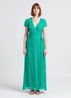 MALICE - Lange Wikkeljurk Van Zijde | Groen