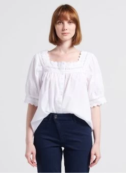 MAISON 123 THAMILA - Katoenen Top Met Vierkante Hals | Wit