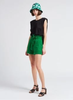 LA PETITE ETOILE VIGGO - Ruimvallend Spijkershort Met Hoge Taille | Groen -Chic Verkoop 4217590