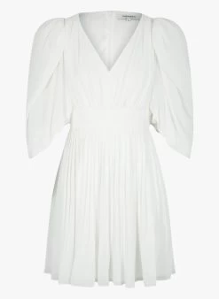 MORGAN RALEX - Korte Jurk Met V-hals En Plissérok | Wit -Chic Verkoop 4219771