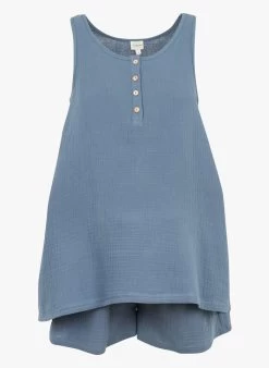 MATHILDE - Pyjama Van Biokatoen | Blauw