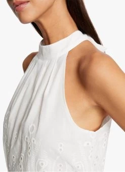 MORGAN OCHOU - Mouwloze, Katoenen Top Met Engels Kant | Wit -Chic Verkoop 4227319