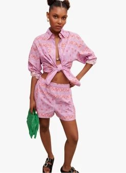 Maje IPANA - Katoenen Short Met Print | Roze