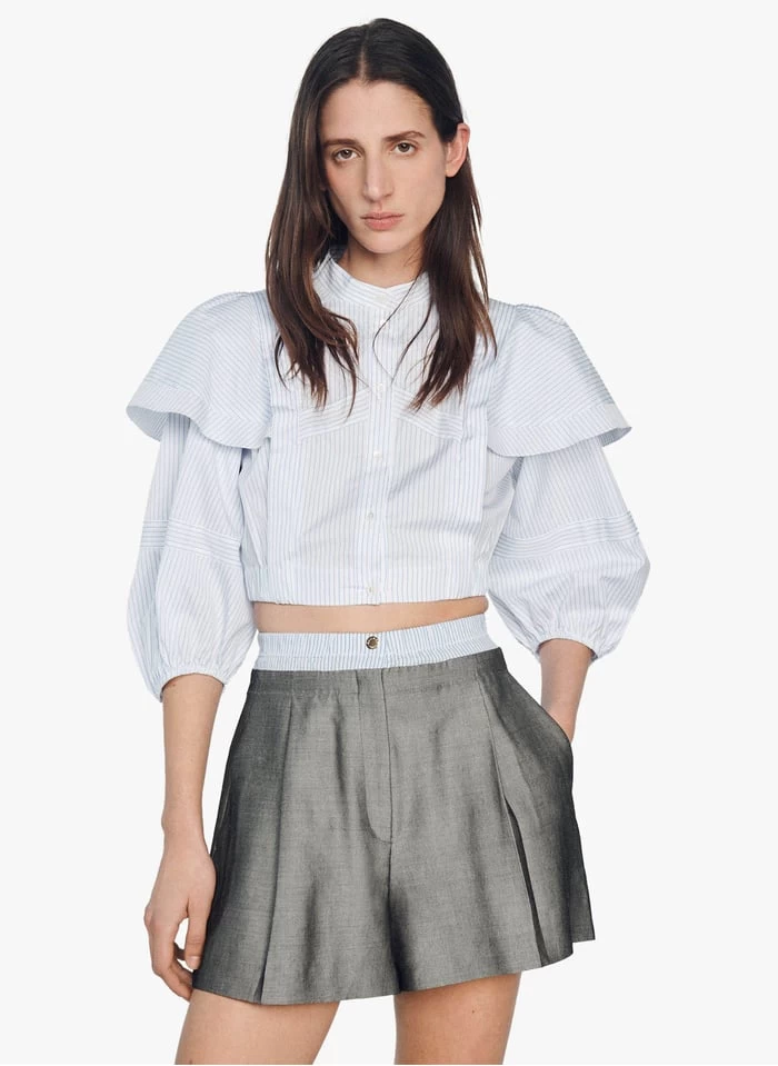 Sandro JAURES - Ruimvallend Short Van Gemengde Scheerwol | Grijs 3 Sandro JAURES - Ruimvallend Short Van Gemengde Scheerwol | Grijs