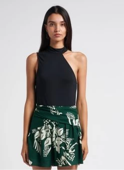 Ikks Asymmetrische Top Met Opstaande Kraag | Zwart