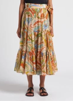 TWINSET Halflange, Katoenen Rok Met Bloemenprint | Veelkleurig