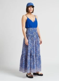 LA PETITE ETOILE AGATHAA - Lange, Katoenen Rok Met Print | Blauw -Chic Verkoop 4229816