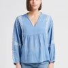MAISON 123 TIMEA - Katoenen Top Met Tuniekhals | Blauw -Chic Verkoop 4229900