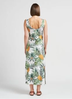 Banana Moon MEHITI SPRINGVO - Lange Jurk Met Ronde Hals | Wit -Chic Verkoop 4230006