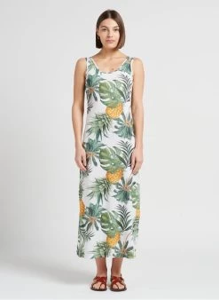 Banana Moon MEHITI SPRINGVO - Lange Jurk Met Ronde Hals | Wit