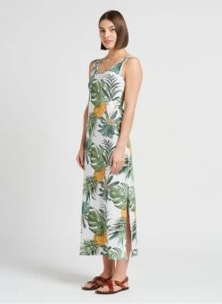 Banana Moon MEHITI SPRINGVO - Lange Jurk Met Ronde Hals | Wit -Chic Verkoop 4230010