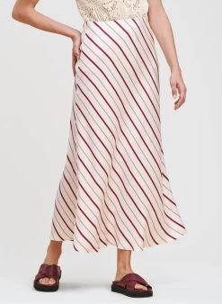 Lange Rok Met Strepenprint | Wit