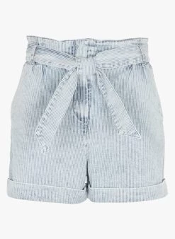 Ikks Gestreepte Short Van Katoenmix Met Hoge Taille | Jeans Verschoten -Chic Verkoop 4232375