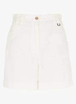 Please Short Met Hoge Taille Katoenblend | Beige -Chic Verkoop 4232510