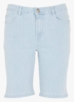 MAISON 123 CHIARA - Gestreepte Bermuda Van Katoenmix | Blauw -Chic Verkoop 4240991