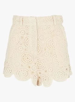 LA PETITE ETOILE ADELITA - Katoenen Short Met Hoge Taille En Guipurekant | Wit