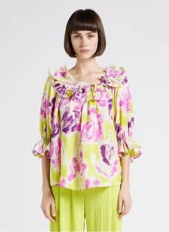 ESSENTIEL ANTWERP DINGE - Top Met Print En Blote Schouders | Geel