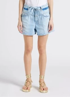 CLOSED Ruimvallend Spijkershort Van Biokatoen Met Hoge Taille | Blauw